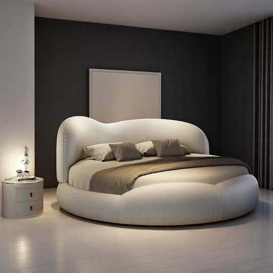 Genuine Leather Queen Round Bed / Ruchi