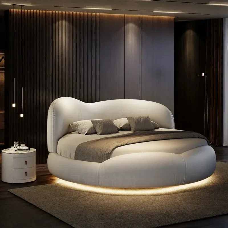 Genuine Leather Queen Round Bed / Ruchi