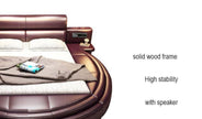 Modern Leather Round Bed With Headboard / Ruchi
