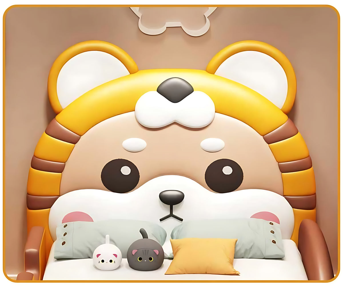 Tiger Design LED Leather Kids Bed / Ruchi