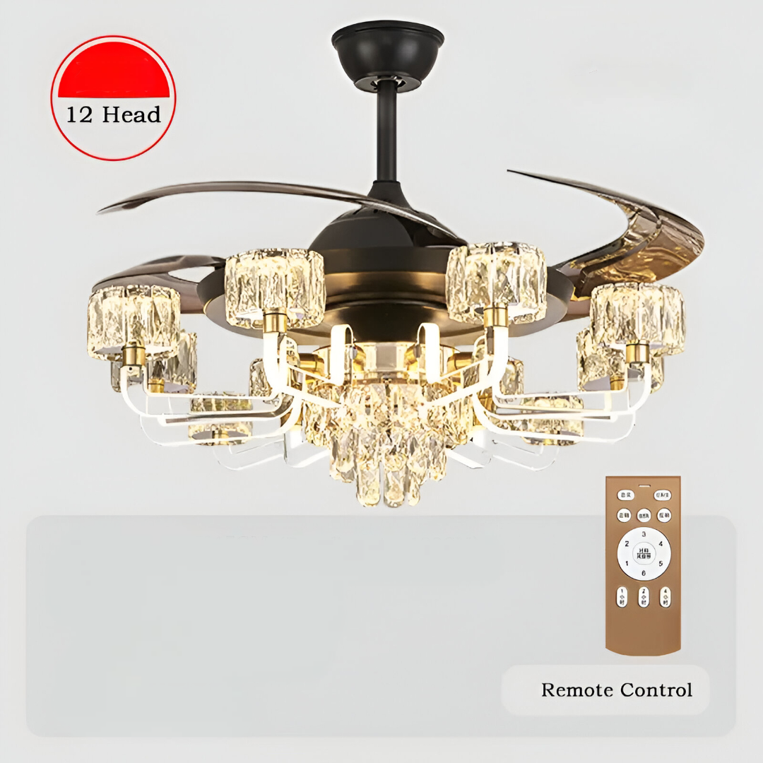 Remote Control LED Crystal Ceiling Fan Light