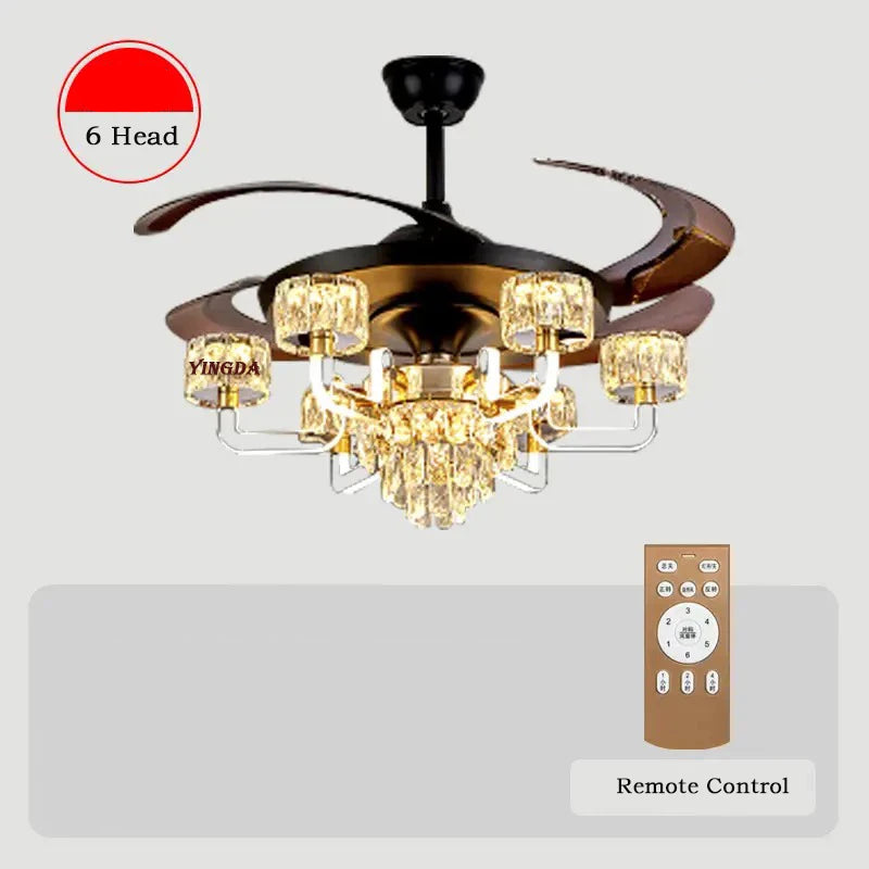 Remote Control LED Crystal Ceiling Fan Light