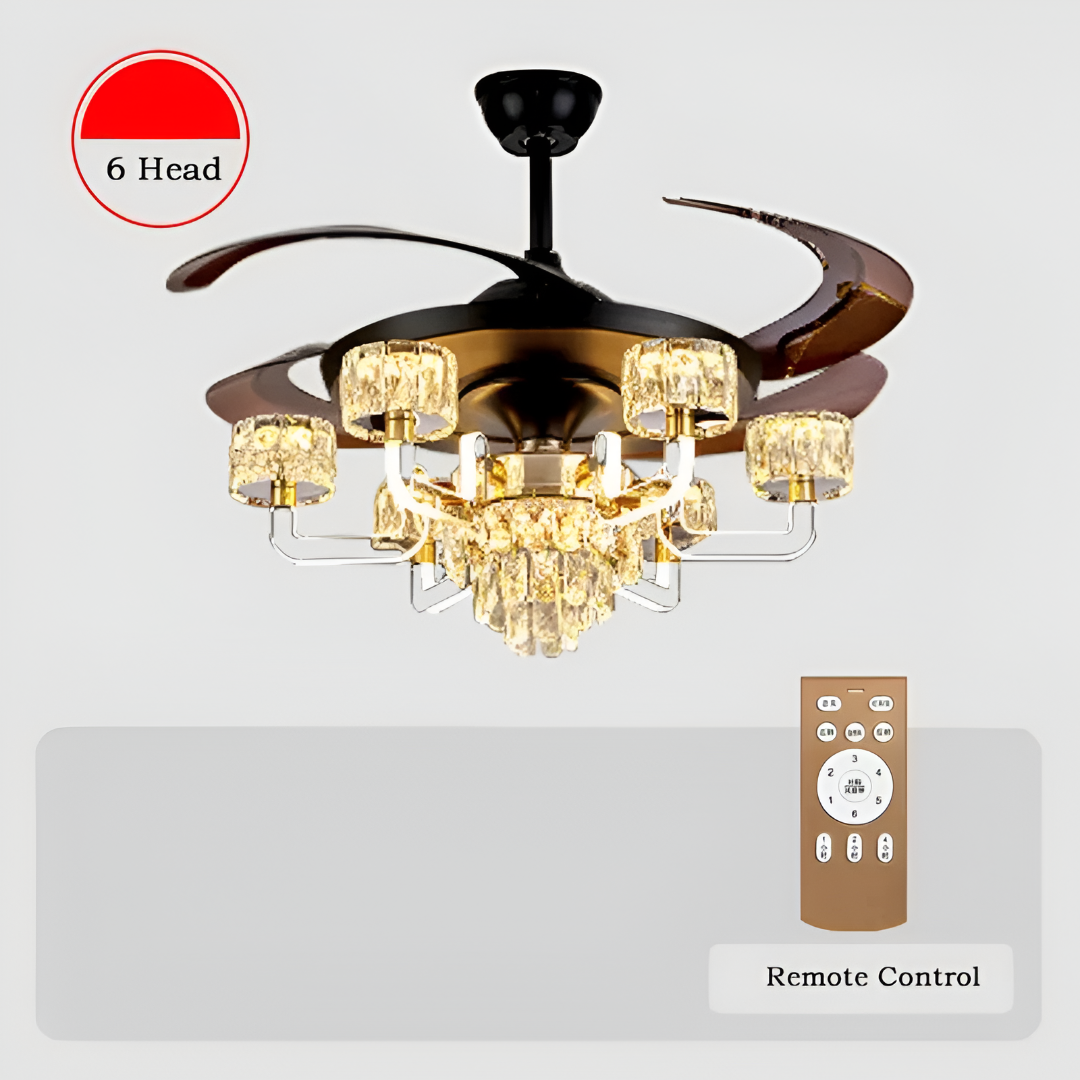 Remote Control LED Crystal Ceiling Fan Light