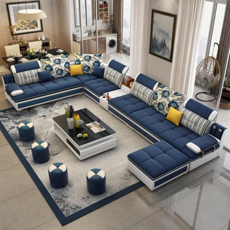U-Shape Leather Fabric Modular Sectional Sofa / Ruchi