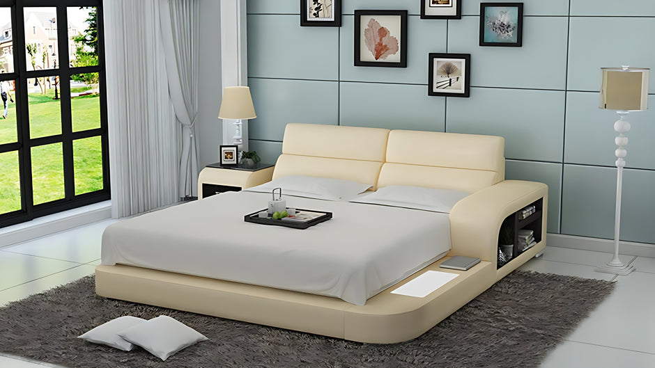 Modern LED Platform Leather Bed / Ruchi