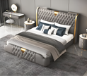 Modern Button Tufted Leather Bed / Ruchi