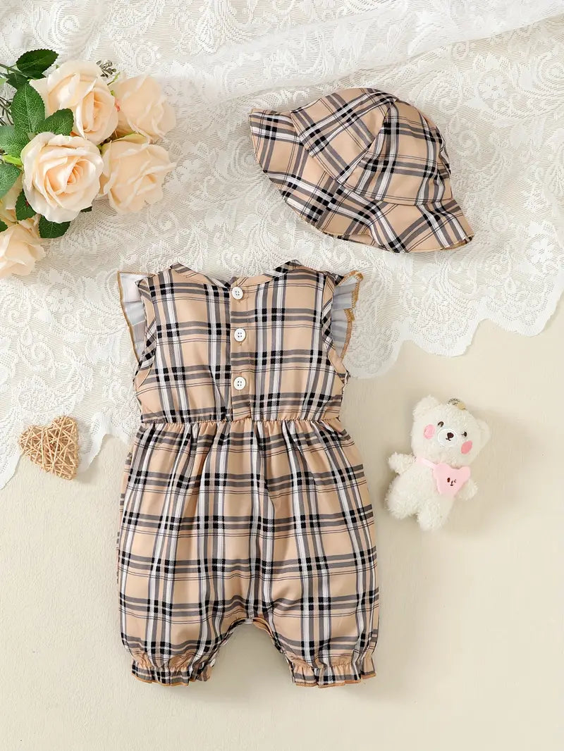 Cute Plaid Design Summer Comfy Polyester Outfit Set / Ruchi 
