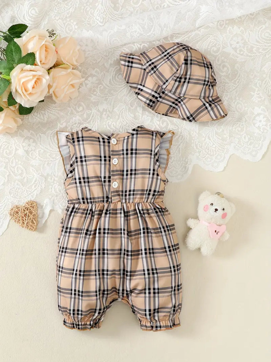 Cute Plaid Design Summer Comfy Polyester Outfit Set / Ruchi 