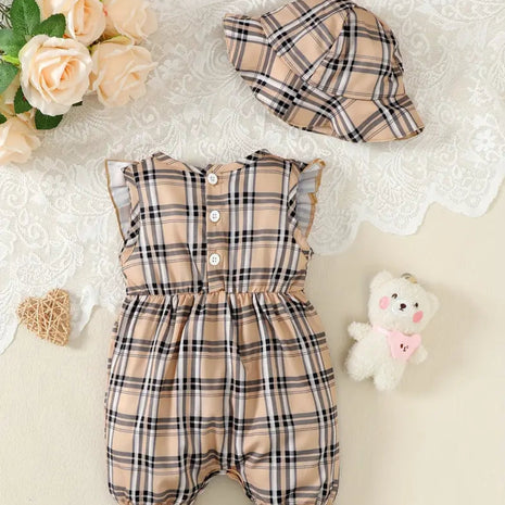 Cute Plaid Design Summer Comfy Polyester Outfit Set / Ruchi 