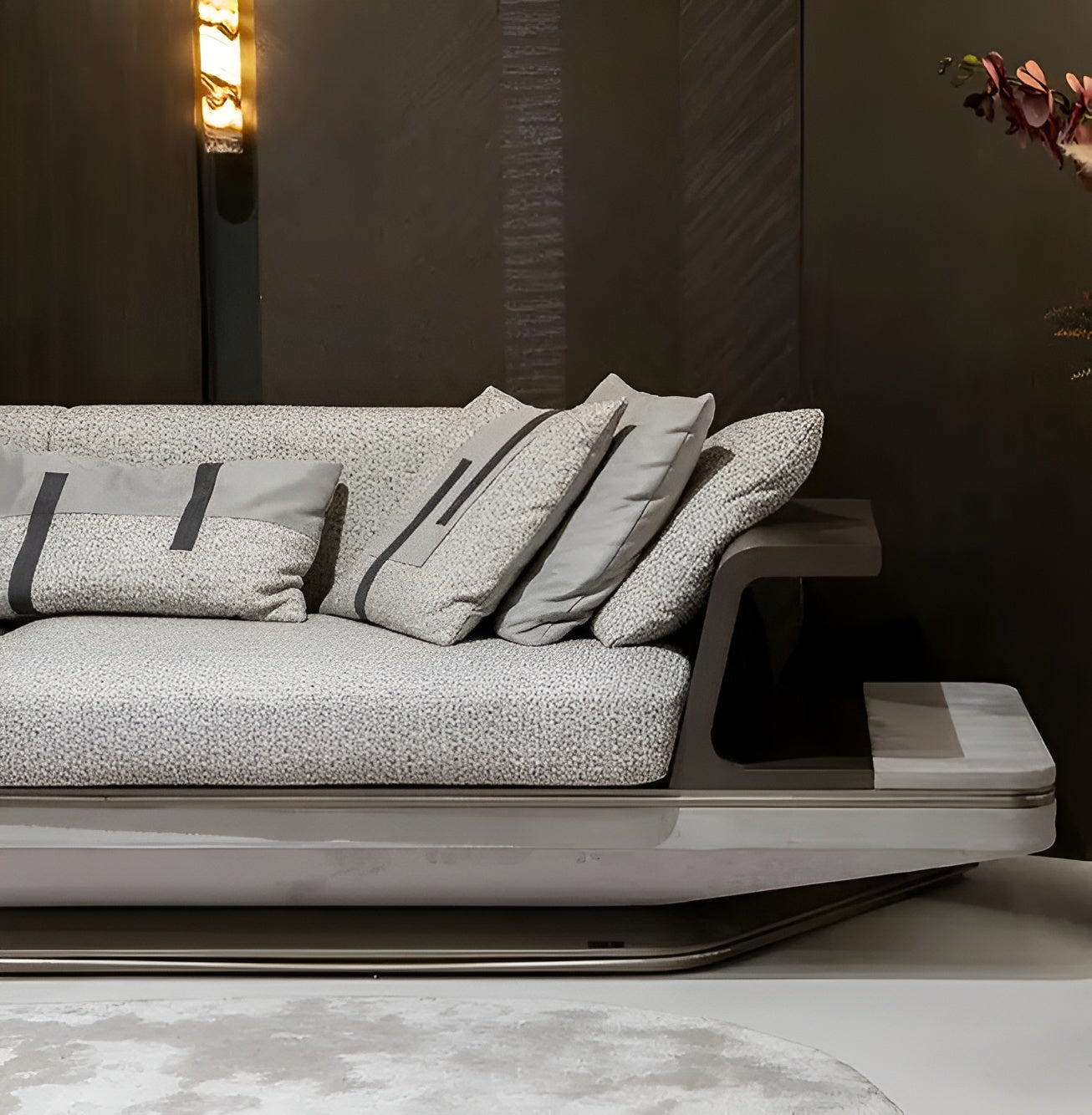 Boucle Fabric Upholstered L-Shaped Sectional Sofa