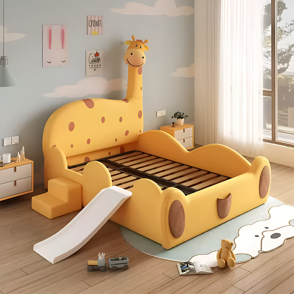 Giraffe Themed Velvet Leather Kids Bed / Ruchi