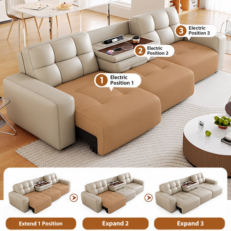 Remote Control Multifunctional Electric Extendable Leather Sofa Bed / Ruchi