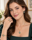Leaf Design Green Gemstone Jewelry Set / Ruchi