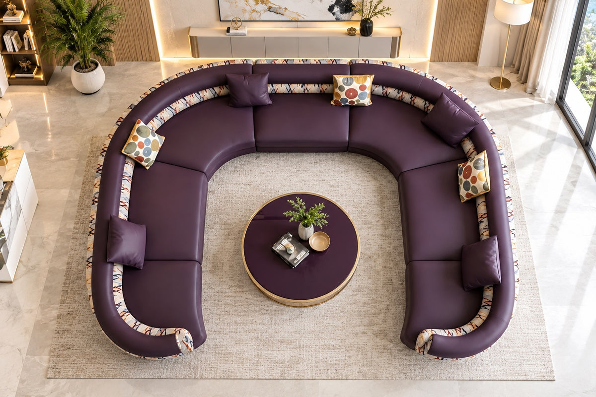 Multicolor U-Shaped Leather Sectional Round Sofa / Ruchi