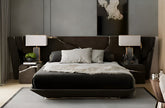Golden Metallic Veins Design Velvet Bed