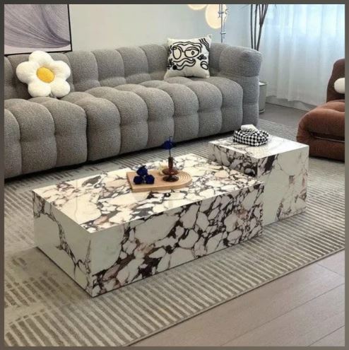 Modern Rectangular Marble Coffee Table / Ruchi