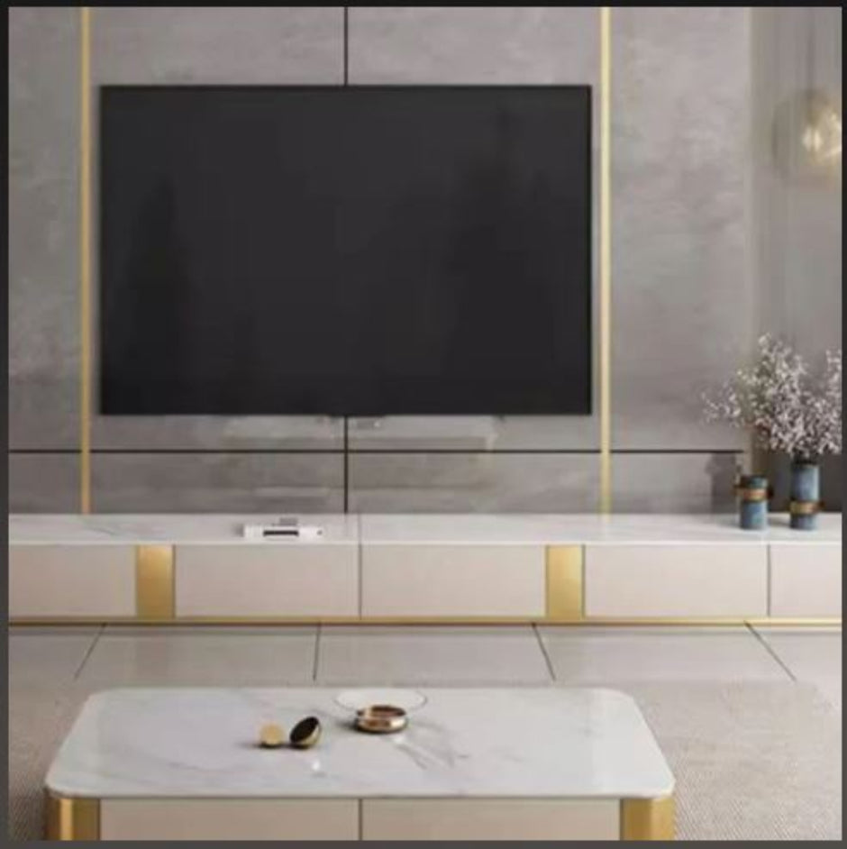 Marble Top Wooden Coffee Table And TV Stand / Ruchi