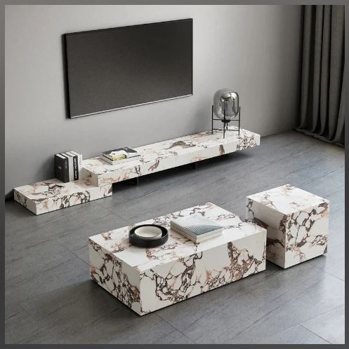Modern Rectangular Marble Coffee Table / Ruchi