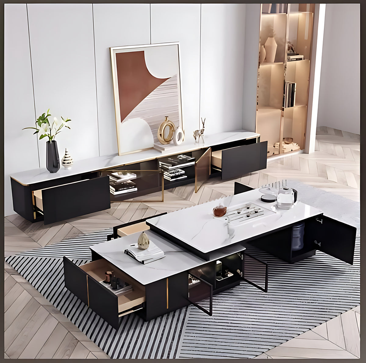 Extendable Coffee Table With TV Stand / Ruchi