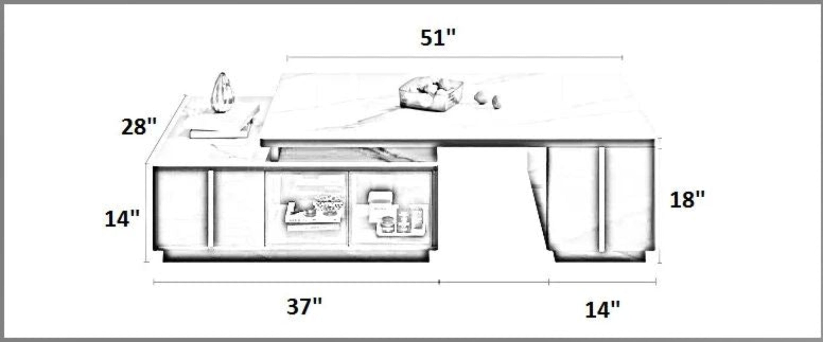 Extendable Coffee Table With TV Stand / Ruchi