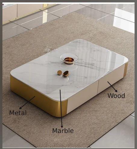 Marble Top Wooden Coffee Table And TV Stand / Ruchi