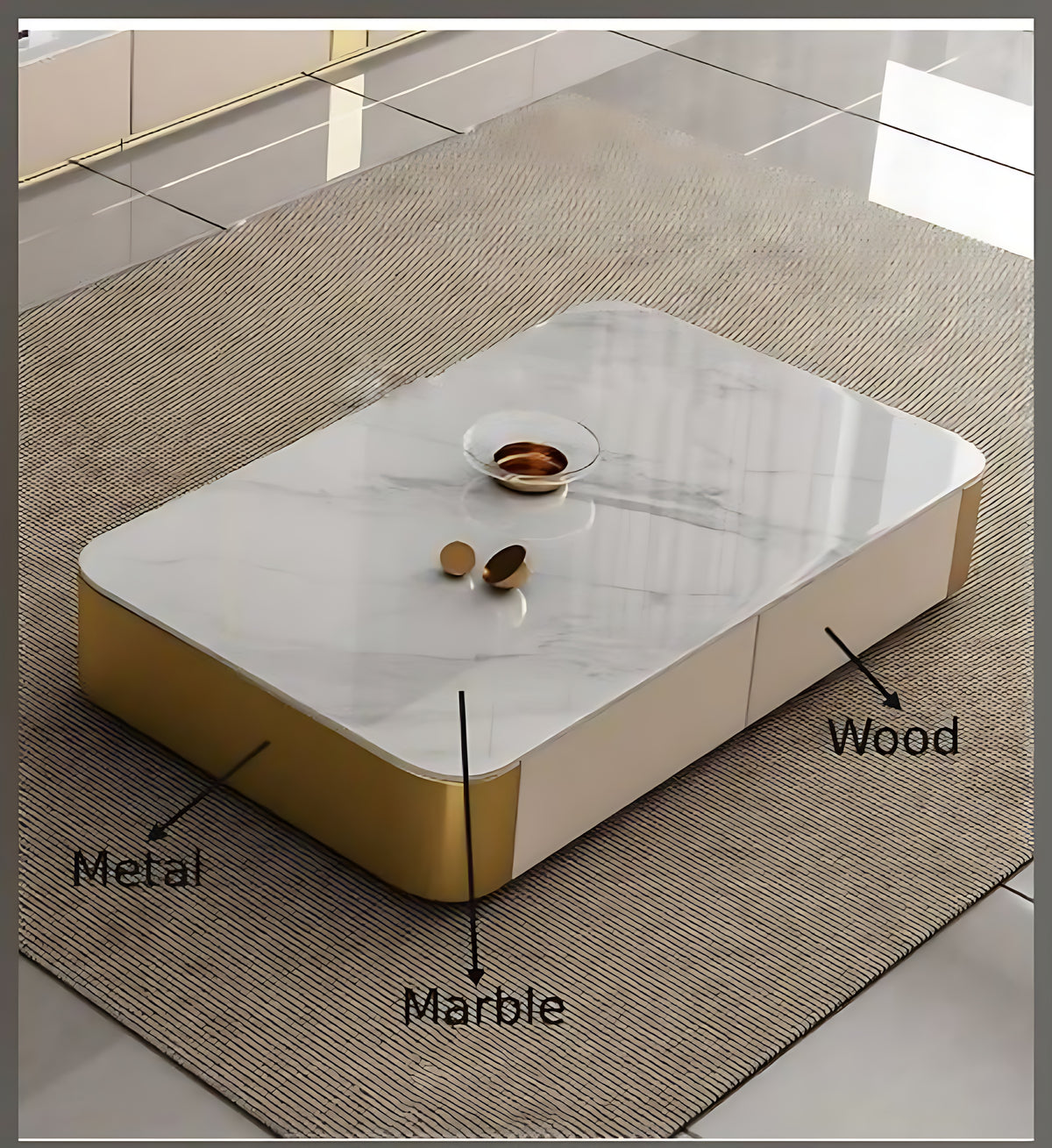Marble Top Wooden Coffee Table And TV Stand / Ruchi