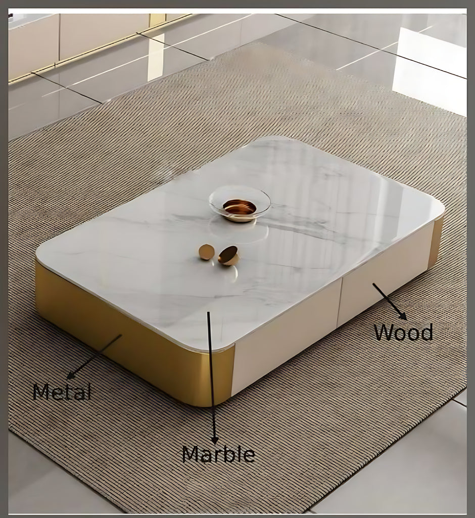 Marble Top Wooden Coffee Table And TV Stand / Ruchi