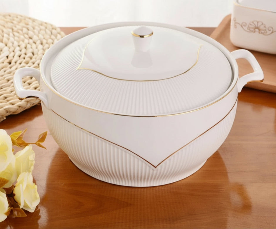 Round Ceramic Soup Bowl With Lid / Ruchi