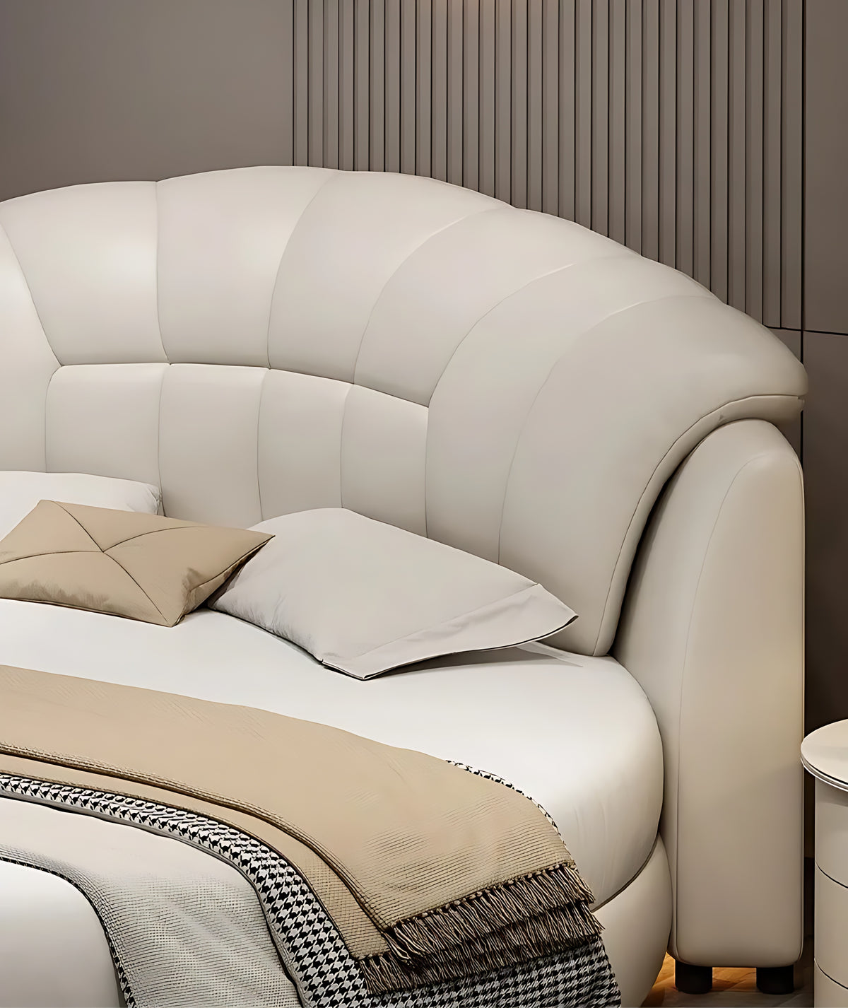 LED Leather Round Bed / Ruchi 