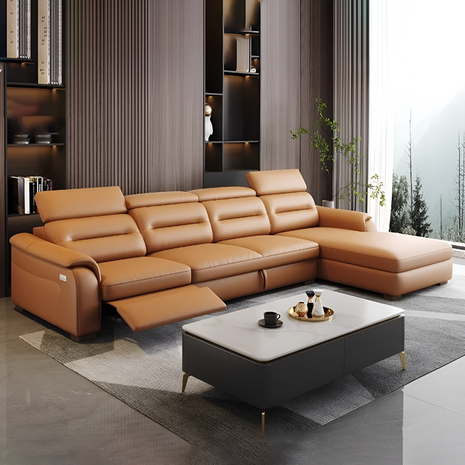 Sectional Leather Sofa Bed With Recliner / Ruchi