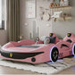 LED Leather Kids Car Bed With Mattress