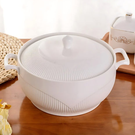 Round Ceramic Soup Bowl With Lid / Ruchi
