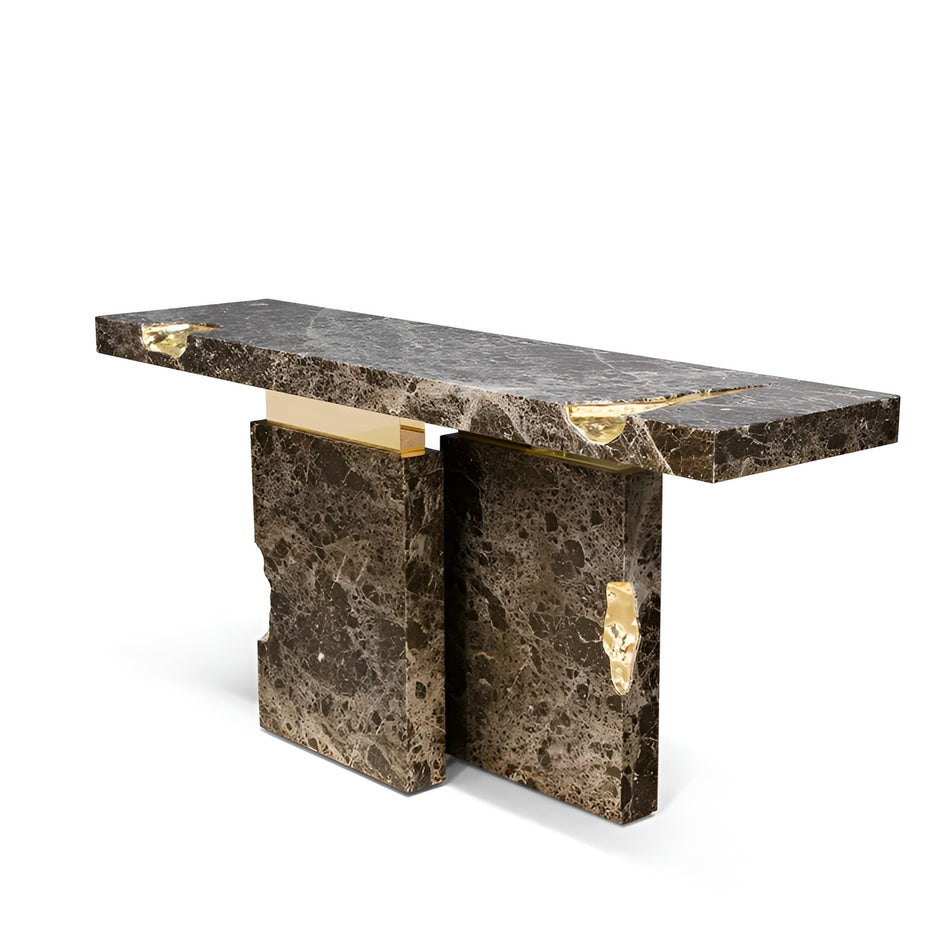 Modern Marble Looking Metal Accent Table