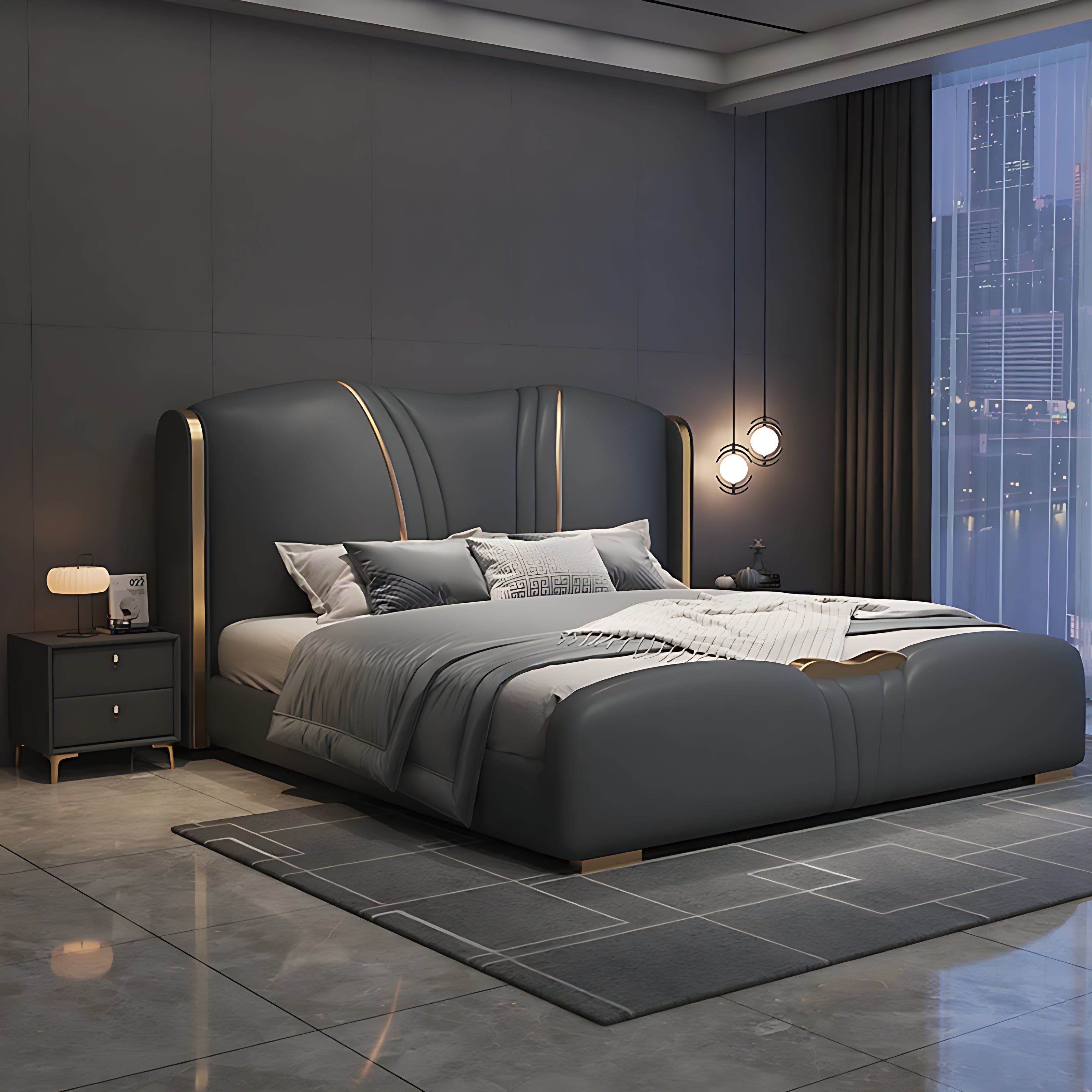 Modern Luxury Leather Bed / Ruchi
