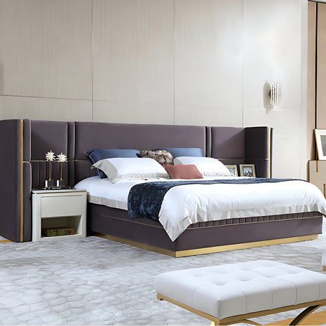 Luxurious U Shaped Headboard Velvet Upholstered Bed / Ruchi