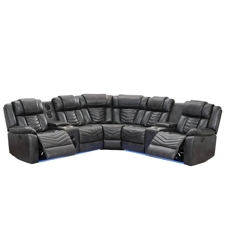 Multifunctional Electric Recliner LED Sectional Leather Sofa