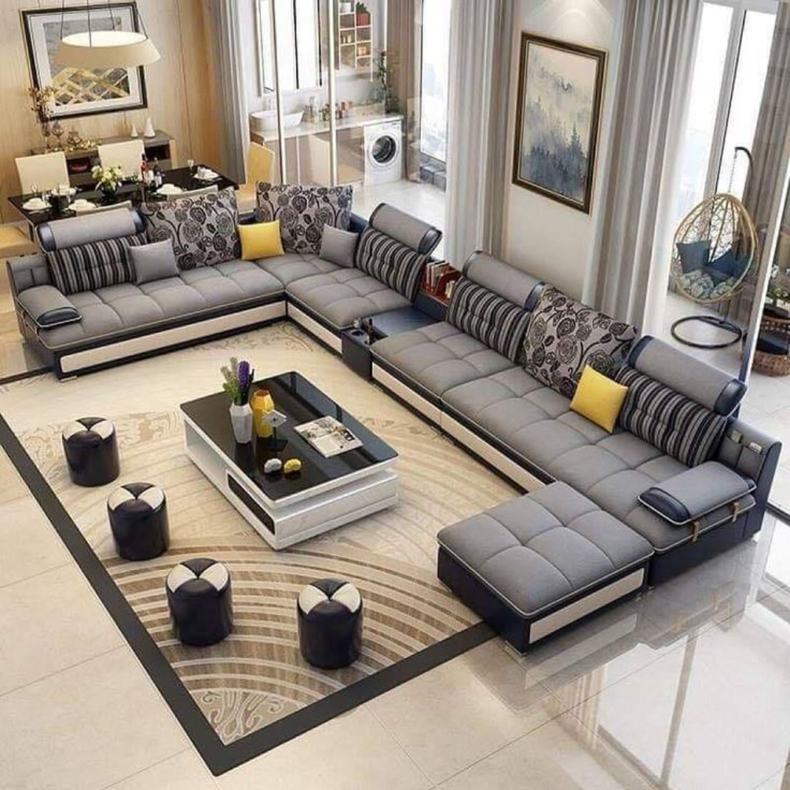 U-Shape Fabric Modular Sectional Sofa / Ruchi