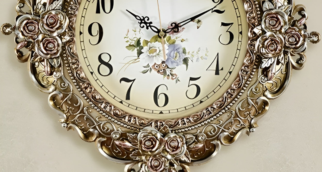 Luxurious European Floral Design Wall Clock / Ruchi