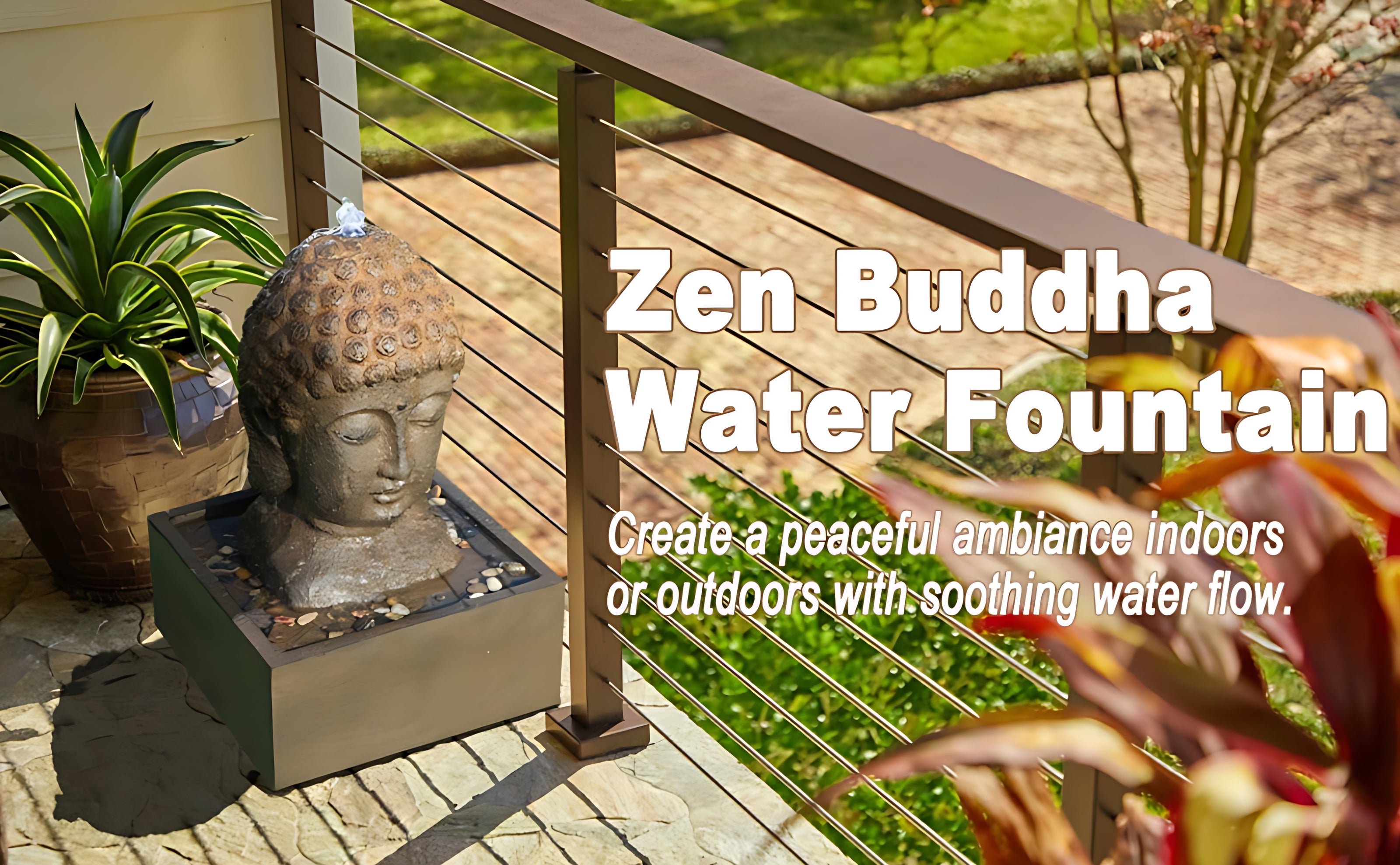 Outdoor Indoor Polyresin Fiberglass LED Buddha Water Fountain