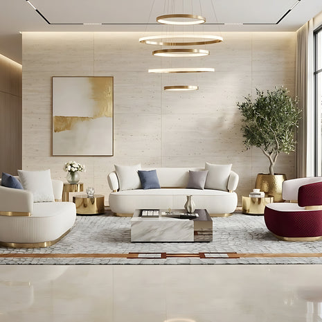 Modern 3-Piece Fabric Sofa Set / Ruchi