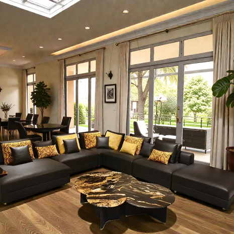 Spacious Leather Modular Sectional Sofa With Chaise