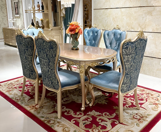 European Oval Wooden Dining Table Set / Ruchi