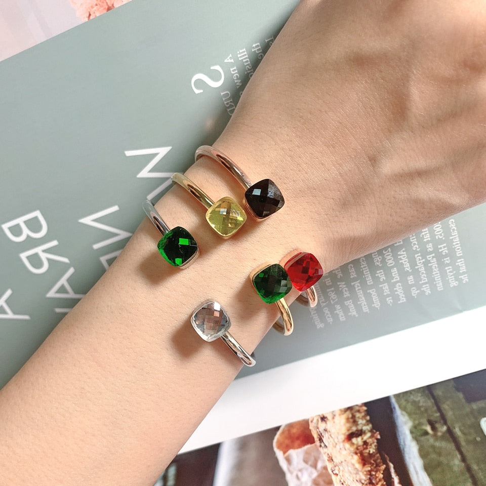 Colorful Inlay Crystal Metal Cuff Bracelet For Women / Ruchi