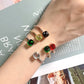 Elegant Inlay Square Crystal Metal Open Cuff Bangle / Ruchi