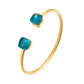 Elegant Inlay Square Crystal Metal Open Cuff Bangle / Ruchi