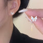1 Pair Butterfly Pendant Golden Metal Stud Chain Earrings / Ruchi