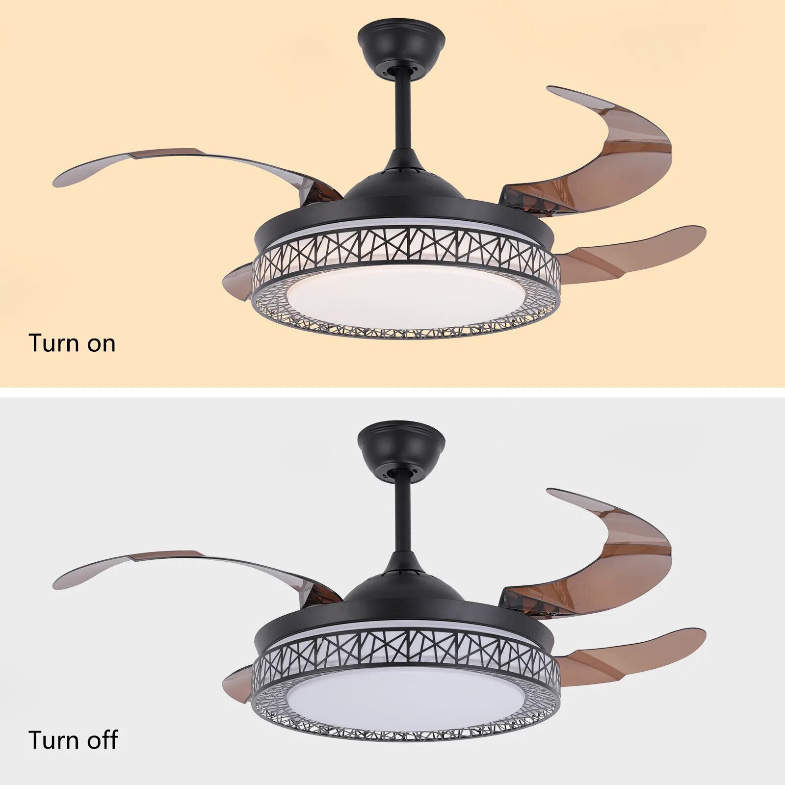 42 Inches Remote Controlled Retractable Fan Chandelier / Ruchi