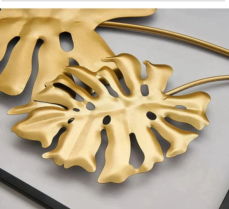 Endearing Leaf Style Golden Metal Wall Hanging / Ruchi