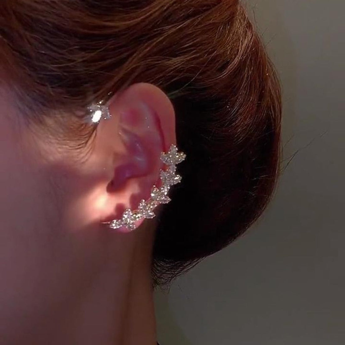 Leaf Design Cubic Zirconia Metal Earrings / Ruchi