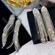 Long Tassel Waterdrop Rhinestone Metal Earrings / Ruchi